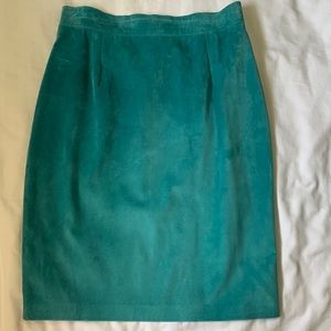 Danier Canadian vintage aqua suede lined high waisted pencil skirt EUC